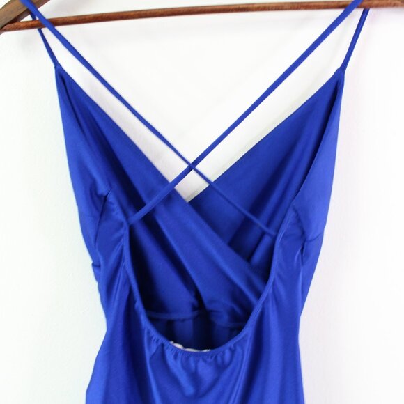 Ruda‎ Ruched Asymmetric Midi Dress Blue Size S - Picture 6 of 8